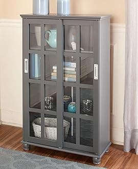 The Lakeside Collection Sliding Glass Door Storage Cabinets - Gray