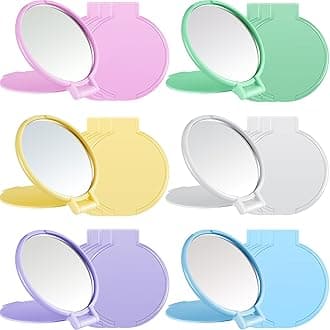 Jetec 18 Pieces Compact Mirrors Bulk Gifts Mini Vintage Pocket Mirrors for Purse Small Portable Folding Round Makeup Stuffs for Travel Daily Use Party Favors Women (Macaron Colors)