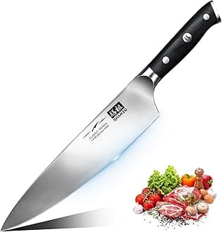 SHAN ZU Japanese Chef Knife 20cm, Ultra Sharp Kitchen Knives German Stainless Steel Professional Carving Knife, Utility Knife with Ergonomic Handle, Chef's Knife for Home Kitchen & Restaurant