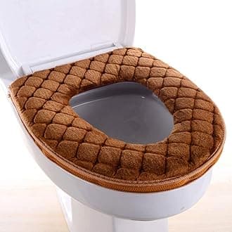 Toilet Seat Cover for Bathroom, Toilet Seat Cushion Covers Soft Thicker Warmer Washable Toilet Seat Cover Pads with Zipper Home Reusable (Brown)