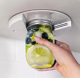 EZ Off Jar Opener for Seniors - Under Cabinet Jar Openers for Weak Hands, Easy Grip, Arthritis jar opener, One Handed Gadgets & Bottle Opener - Essential Kitchen Gadgets for Home Assistance - White