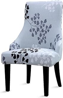 Liykimt Stretch Wingback Side Chair Slipcover with Arms-Armless Accent Chair Cover,Removable Soft Spandex Upholstered Arm Dining Chair Protector with Nailed Trim for Dining Room Banquet Home Decor