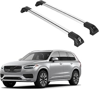 ERKUL Heavy Duty 220lbs Roof Rack Cross Bars for Volvo XC90 2016-2026 | Solid Metal Mounts | Aluminum Crossbars with Anti Theft Lock for Rooftop - Compatible with Flush Rails - Silver