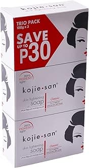 Kojie SanSkin Lightening Kojic Acid Soap 3 Bars - 100g Fades Age Spots, Freckles, and Other Signs of Sun Damage and Heals Acne Blemishes and Erases Red Marks and Scars by Kojie San[Amazon-developed Certification] Compact by Design