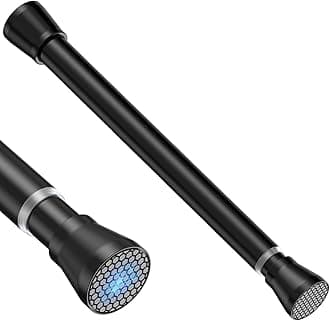 Small Tension Rod Black Spring Curtain Rod No Drilling Spring Tension Rods 1pack Adjustable Curtain Rod Tension for Bookshelf Diy Projects Kitchen, Cupboard,Tension Rod 16 to 26 Inch