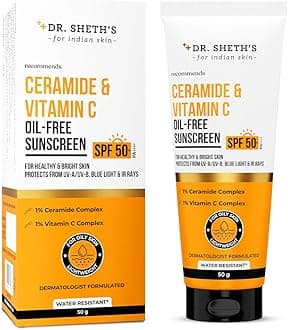 Dr. Sheth's Ceramide & Vitamin C Oil-Free Sunscreen SPF 50+ PA++++ |In-Vivo Tested | For Healthy & Bright Skin | Lightweight & Non Greasy | For UVA/UVB & Blue Light & IR Protection | No white cast |
