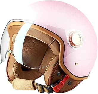 Vintage 3/4 Open Face Helmet for Men Women,DOT Approved Adults Retro Motorcycle Half Helmet Street Jet-Moped Helmet,Cruiser Chopper Scooter Motorbike ATV Helmets with Visor.