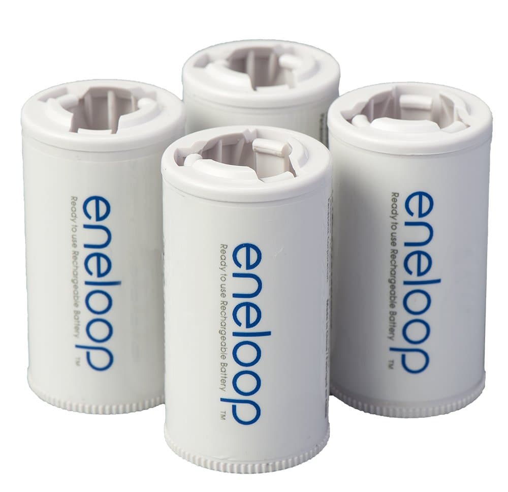 Eneloop Panasonic BQ-BS2E4SA C Size Battery Adapters for Use with Ni-MH Rechargeable AA Battery Cells, 4 Pack