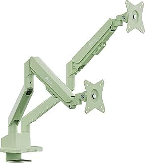 Pixio PS1D Wave Mint Green Dual Monitor Arm Stand Desk Mount - Fits up to 32 inches Monitors and up to 19.8lbs. VESA Compatibility and Integrated Cable Management