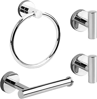 Ntipox 4-Piece Polished Chrome Bathroom Hardware Set - Toilet Paper Holder an...