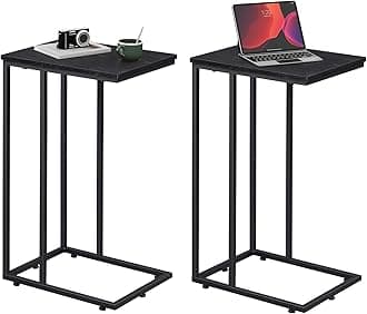 WLIVE 2-Tier End Table Set of 2, Black