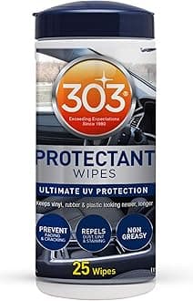 303 Products Automotive Protectant Wipes - Ultimate UV Protection Prevent Fading Repels Dust, Lint, and Staining Non Greasy 25 Wipes, Blue, 16 Oz, 30397
