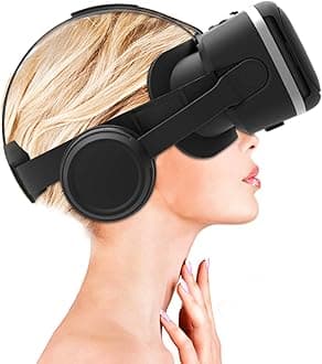 Play VR Plus VR Headset for mobiles with Headphones,40MM HD Lens, Built in Touch Button and Lens Adjuster (Without Remote)