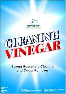 VITSZEE Antibacterial White Vinegar Cleaning 1L For Household Surface Cleaning, Glass, Stainless Steel Ceramic Vegetables Fruits Lime Scale Remover Odor Removal
