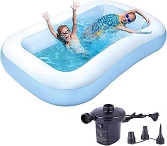 Rectangular Inflatable Kids Swimming Pool Bathtub Soft Material Spa Bath Tubs with Electric Pump for Outdoor Garden Party(Blue, 5.5 Feet)