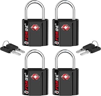 TSA Approved Luggage Locks, Ultra-Secure Dimple Key Travel Locks with Zinc Alloy Body, Black 4 Pack