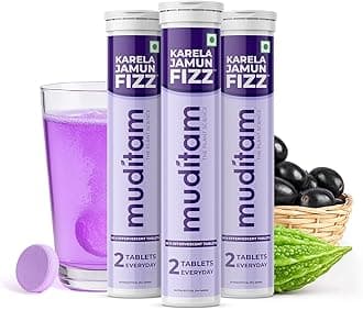 Muditam Ayurveda Karela Jamun Fizz-60 Tablets | Ideal For 30 Days (Karela Jamun Juice) | Helps in High Sugar Condition | Promotes Healthy Glucose Levels | Boosts Digestive Health