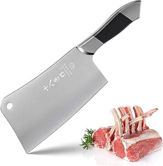 SHI BA ZI ZUO Heavy Duty Stainless Steel Bone Cleaver Knife for Home Chopping Bones