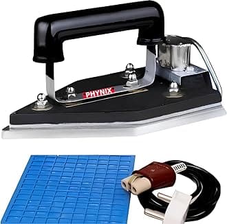 Phynix 5.5 KG Heavy Weight Industrial Stainless Steel Laundry Without Temprature Control Electric Dry Iron Press Box 1000 Watts |for Drycleaners, Laundry, Tailors Shop and Textile | Black, 5.5kg |