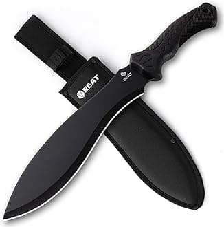 REAT Gardenging Machete, 17" Heavy Duty Machete with Sheath, Ergonomic No-Slip Handle, Machetes for Cutting Trees,Yard Work,Bushcraft