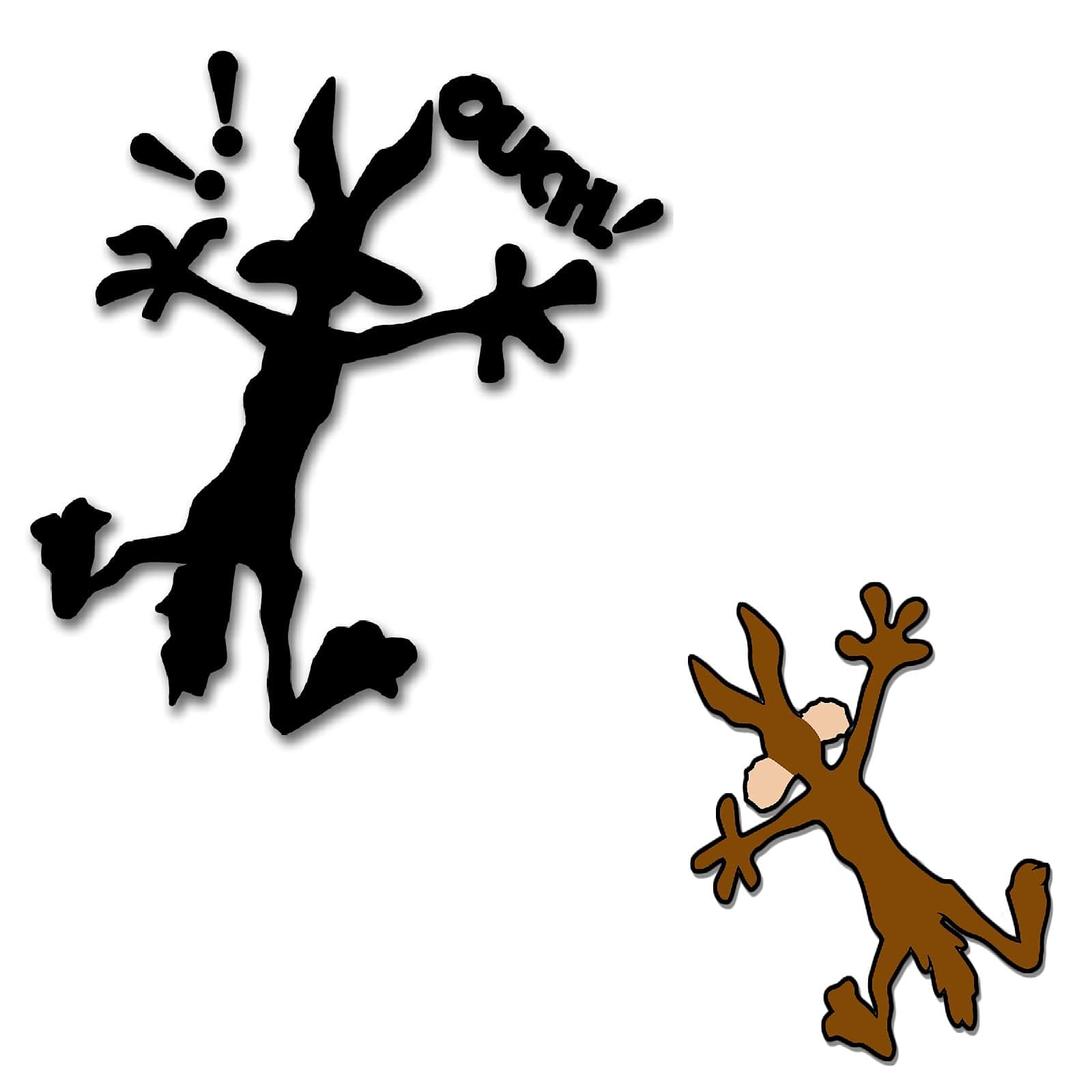 2 Pcs 9.8" 5.9" Reflective Dent Fix Car Decal, Cartoon Coyote Splat Hitting Wall Door Cars Laptop Truck Bumper Window Decal Bandaid Sticker