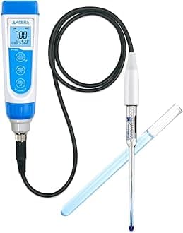 MARIVIA Apera Instruments PH60-MS Handheld pH Meter Tester Kit with LabSen 246-5 ATC Semi-Micro pH Electrode for Lab-Grade pH Measurement in Small Volume or Test Tubes