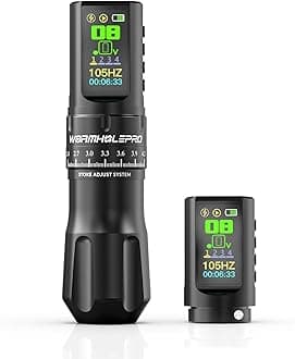 WORMHOLE PRO Tattoo Gun AQUILA Wireless Tattoo Machine Multi-function Smart Tattoo Pen 1,800mAh Battery with Replacement Power Supply, Smart Display, Brushless Motor, 7 Strokes Length