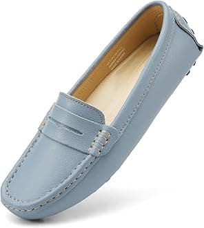 Women's Classic Comfort Leather Penny Loafers Casual Slip-Ons Lightweight Walking Flats Driving Mocs Boat Shoes
