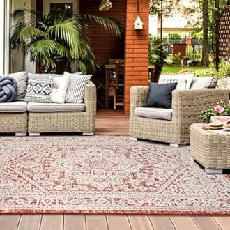 homeart Outdoor Rug - Easy-Clean, Durable, Stain-Resistant, Weather & UV Resistant Indoor & Outdoor Rugs for Porch, Deck, Balcony, Garden, Picnic and Patio | Medallion Terra, Cream - 160x230cm