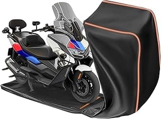 Full Enclosed Motorcycle Cover Waterproof Outdoor/Indoor Storage Waterproof Motorcycle Cover Heavy Duty with Reflective Strips Fits Motorcycles Length up to 86.5" Yamaha Honda Harley Suzuki