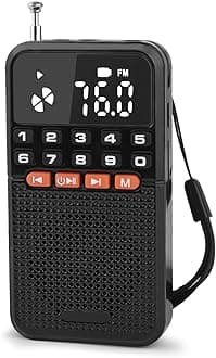 Portable FM Mini Radio, Multifunctional Pocket Radio, Digital Tuning Stereo Radio, Mini Receiver with LCD Screen, USB Rechargeable, Bluetooth Speaker & Tuning Light for Walking Jogging