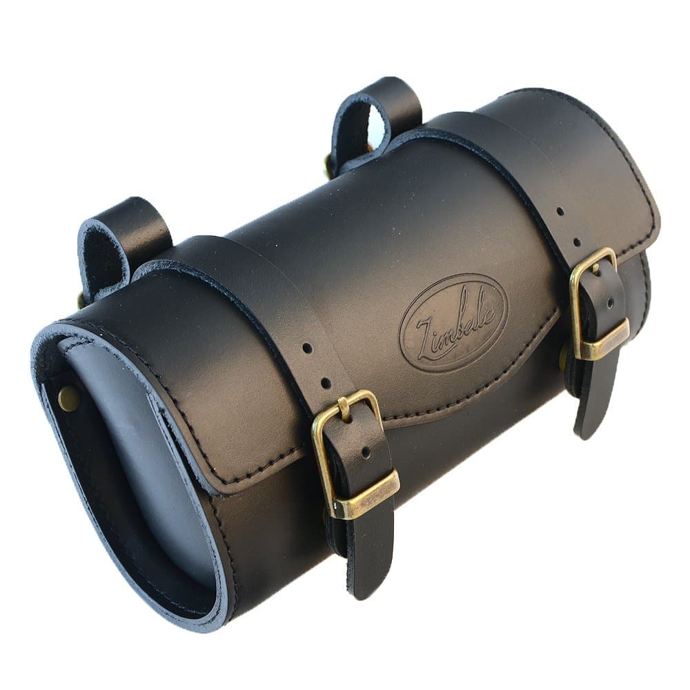 Bicycle Small Leather Saddle Tool Bag - 7.7 X 2.2 X 3.5 (inch) - Black