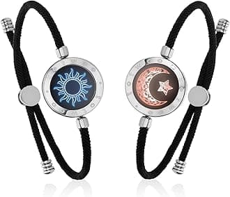 Long Distance Touch Bracelets for Couples, Smart Light & Vibration Love Jewelry, Women's Fashion Smart Jewelry Gifts for Him Her Women Men, One-to-One Bluetooth Pairing via App via App