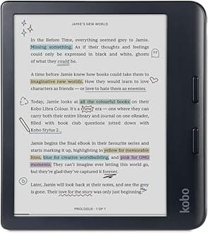 Libra Colour | eReader | 7” Glare-Free Colour E Ink Kaleido™ 3 Display | Dark Mode Option | Audiobooks | Waterproof | Black