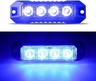 LED Emergency Strobe Flashing Grille Strobe Lights for Trucks 4LED Surface Mount Strobe Warning Emergency Flashing White Light For Car Truck Van Off Road Vehicle ATV SUV