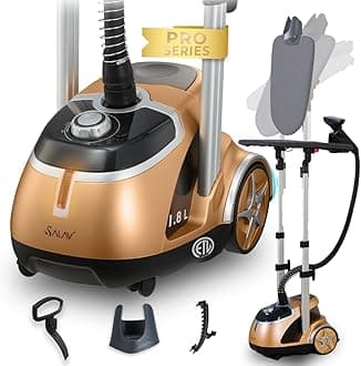 SALAV - Professional Ironing Board for Clothes, 4 Steam Settings, Chrome Finish and Stainless Steel Steam Plate with Wheels for Easier Movement, 1500 Watts