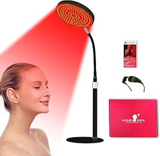 Akarishin Red Light Therapy Lamp for Face- Facial and Body Treatment with Adjustable Height Stand, 120 LEDs, 660nm, 850nm, 940nm - Alleviate Muscle Soreness, Skin Vitalit