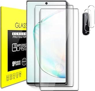 Samsung Galaxy Note 10 Plus Tempered Glass Screen Protector with Camera Lens Protector [3D Curved] [Fingerprint unlock] Clear Full Screen Coverage Protector for Samsung Note 10+ 6.8 inch [2+2 Pack]