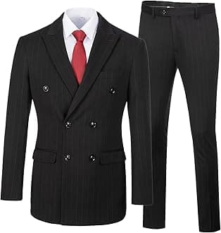 Mens Suits Slim Fit 3 Piece Double Breasted Tuxedo Suit Jacket Vest Pants Set for Wedding Prom