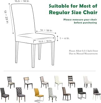 Aertiavty Chair Covers for Dining Room Set of 4 Kitchen Chair Seat Covers, Dining Room Chair Covers Chair Slipcover Parsons Chair Covers, Grey