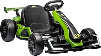 24V Kids Go Kart,300W Powerful Electric Drift Kart Car with Adjustable Seat,IDE On Toy with 4 Speed Mode,Big Battery, Drift/Sports Mode, Eva Tire, Brake Pedal for Age 6-12,Green