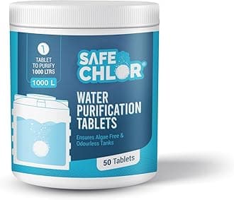 - 1000 L | Chlorine Tablets for Water Tanks of 1000 Ltrs, 1 Tablet to Treat 1000 litres | Water Purification Tablets Kills Bacteria and Prevents Algae; Pack of 50 Tablets for 50000 Ltrs