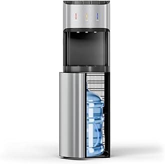 Bottom Loading Water Cooler Dispenser for 3-5 Gallon Bottles, 3 Temperature - Hot, Cold & Room Water with Child Lock, Ideal Design for Home & Office, Frosted Silver