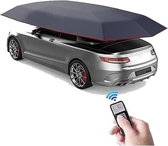 Universal Car Tent Movable Carport, Outdoor Automatic Auto Cover Waterproof Car Sun Shade Umbrella Tent Anti-UV Protection Windproof Oxford Cloth,Navyblue-4.9x2.3m