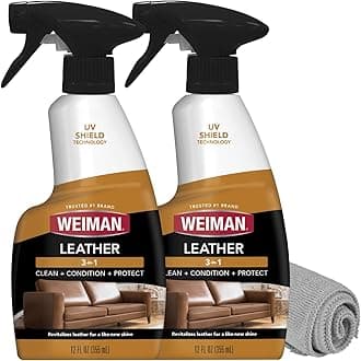 Leather Cleaner and Conditioner for Furniture - 12 Ounce - 2 Pack - Ultra Violet Protection Help Prevent Cracking or Fading of Leather Couches, Car Seats, Shoes, Purses