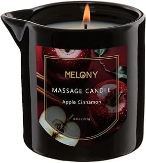 MELONY Luxury Massage Candle - Moisturising, Body Oil Candles for Muscle Relaxation, Home Spa, 8.1OZ (Apple Cinnamon)