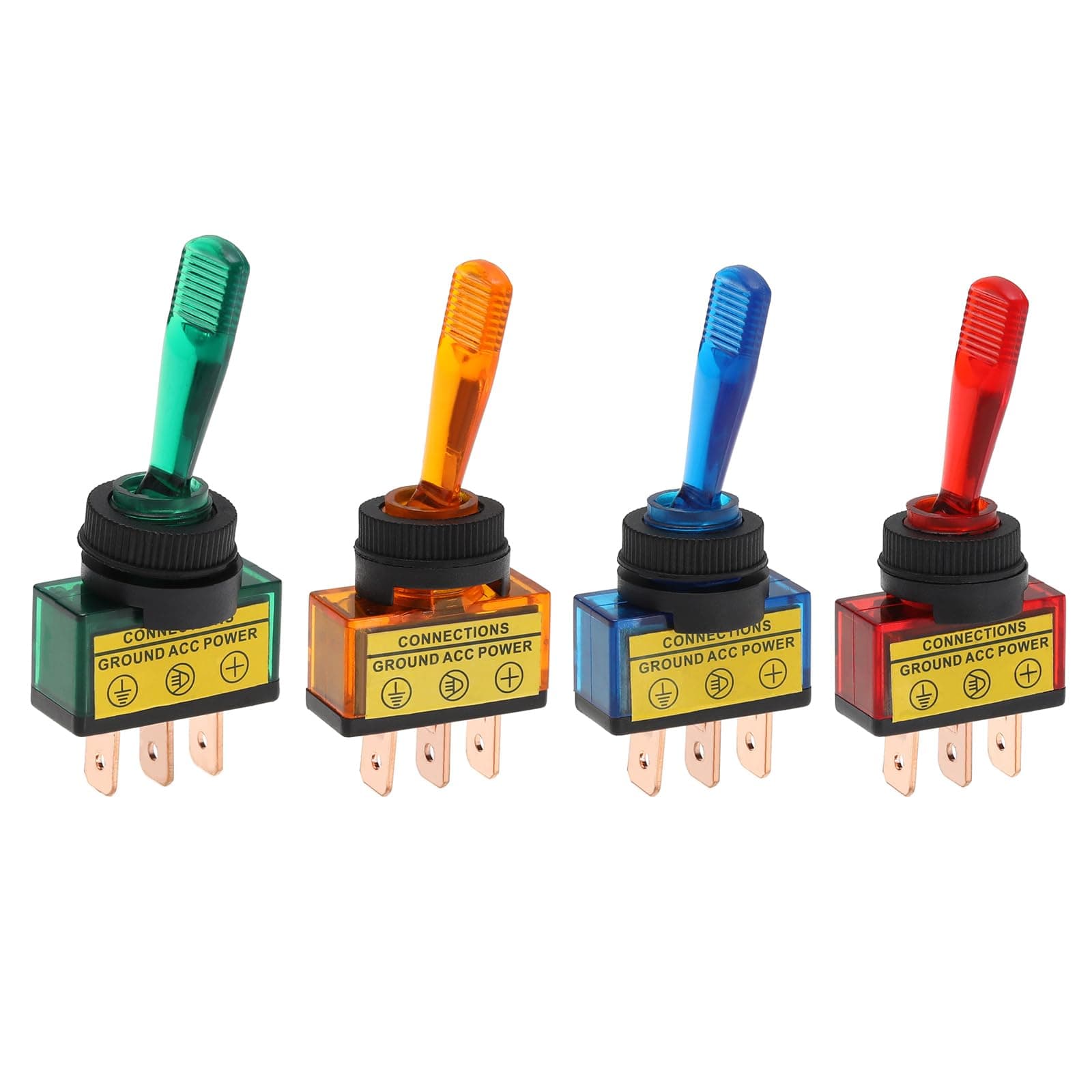 4Pcs LED Lighted Toggle Switch LED Illuminated Flick Toggle Switch 3 Pin ON-OFF Car Dash Toggle Switch Car Accessories 20A 12V