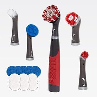 RubbermaidCleaning Power Scrubber Complete Home, Microfiber Plastic, Red and Gray, 18-Piece Kit