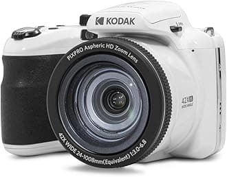 PIXPRO AZ425 Digital Camera, 42x Optical Zoom Bridge with 20MP BSI Sensor, Li-Ion Battery, OIS, 1080p Full HD Video, White
