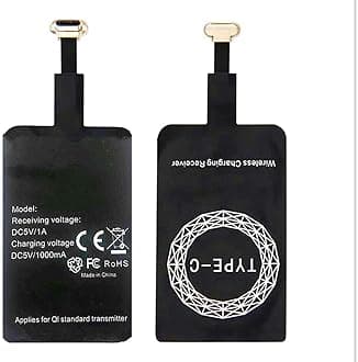 Wireless Charging Receiver Adapter with Qi Wireless Charging Receiver and Adapter Compatible with Google Pixel, Samsung, LG, and Other USB-C Android Phones USB Type-C